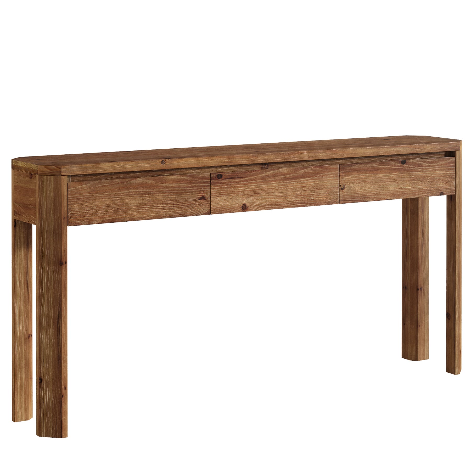 63" Solid Wood Console Table, Farmhouse Entryway Table with 3 Drawers