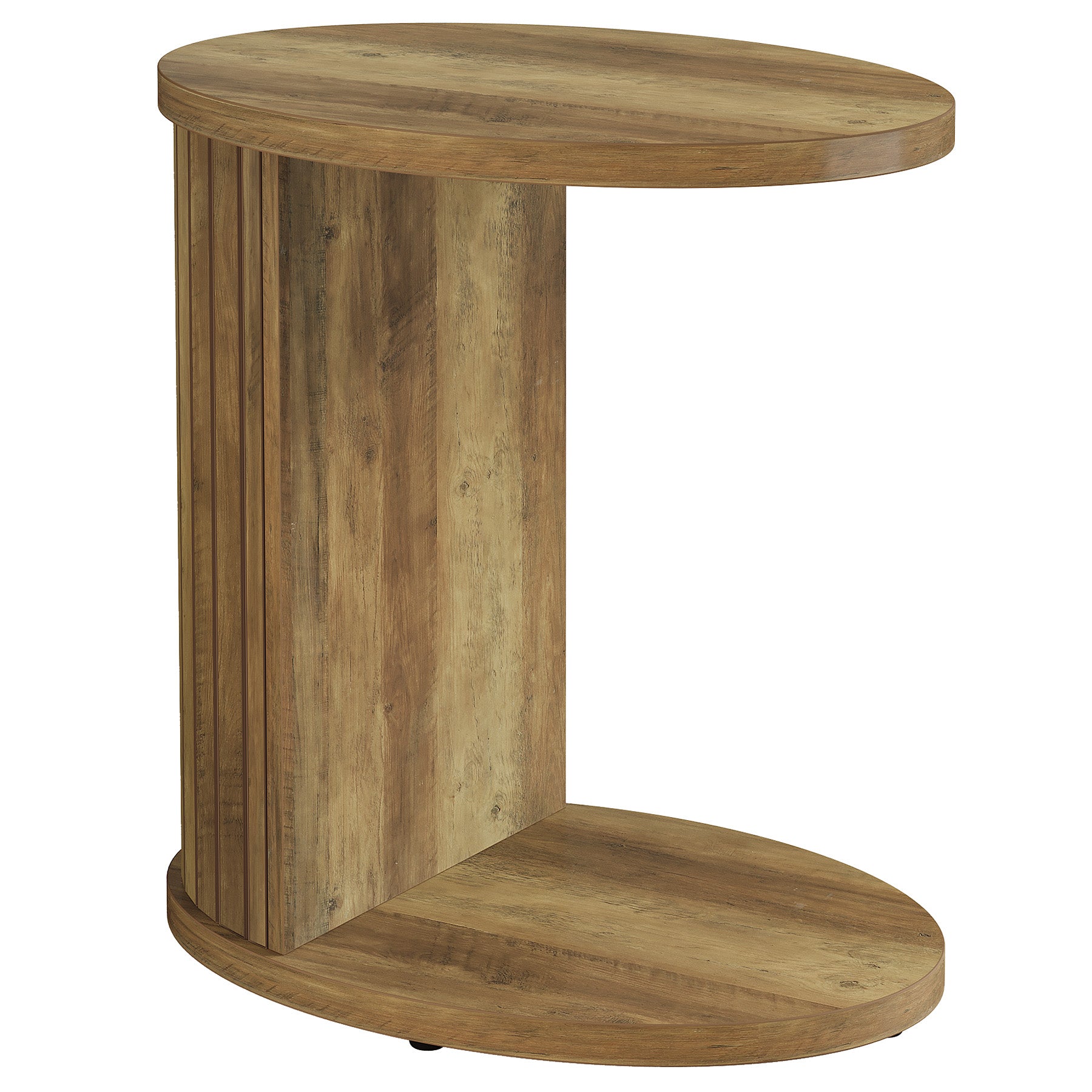 C-Shaped End Table, Fluted Sofa Side Table with Storage Shelf for Small Space
