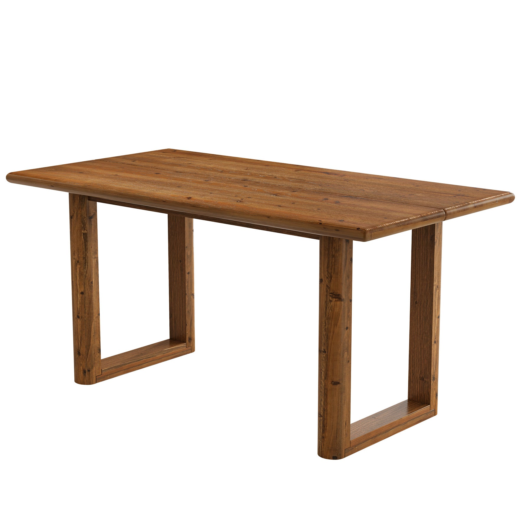 63" Solid Wood Dining Table for 4-6 People, Rectangle Kitchen Table with U-Shaped Legs