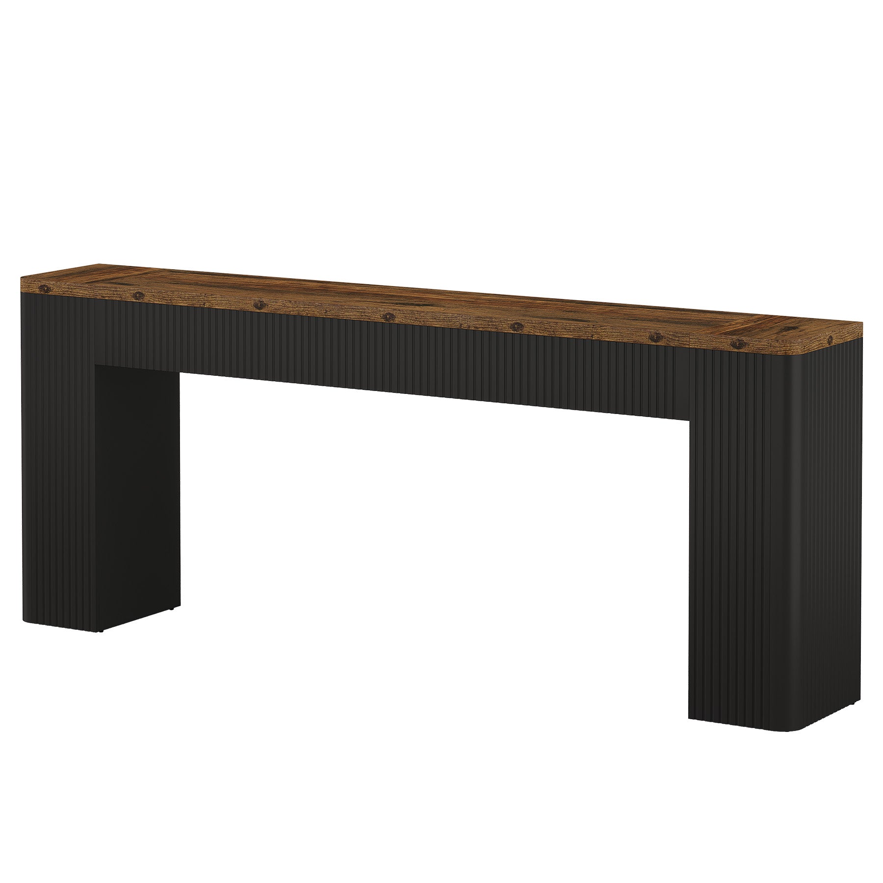 82.7" Long Console Table, Fluted Narrow Sofa Table Entryway Table with Curved Edges