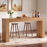 70.9" Solid Wood Bar Table, Farmhouse Rectangular Counter Height Table 3