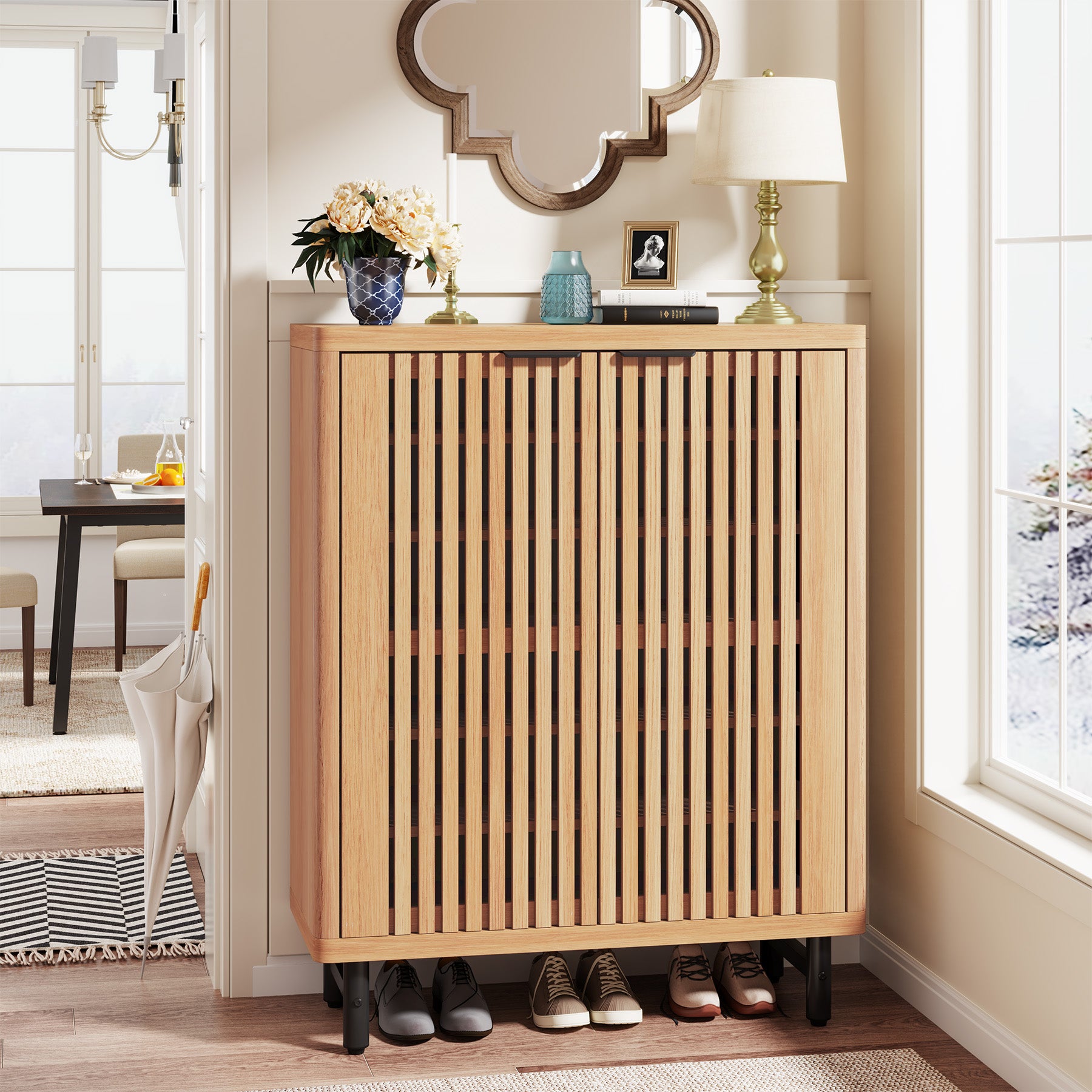 6-Tier Shoe Cabinet with Louvered Doors | 18–24 Pairs-Tribesigns