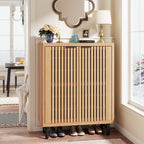 6-Tier Wooden Shoe Cabinet with Louvered Doors & Adjustable Shelves