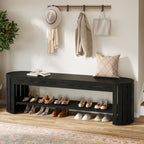 63" Entryway Bench, 2-Tier Narrow Shoe Bench with Shoe Storage