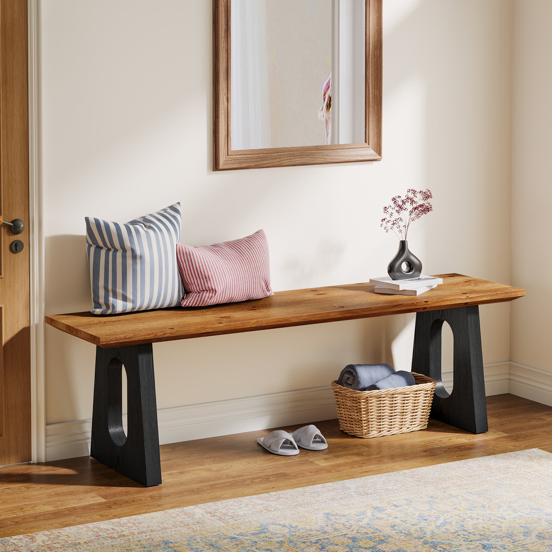 47" Solid Wood Entryway Bench - Thumbnail 4