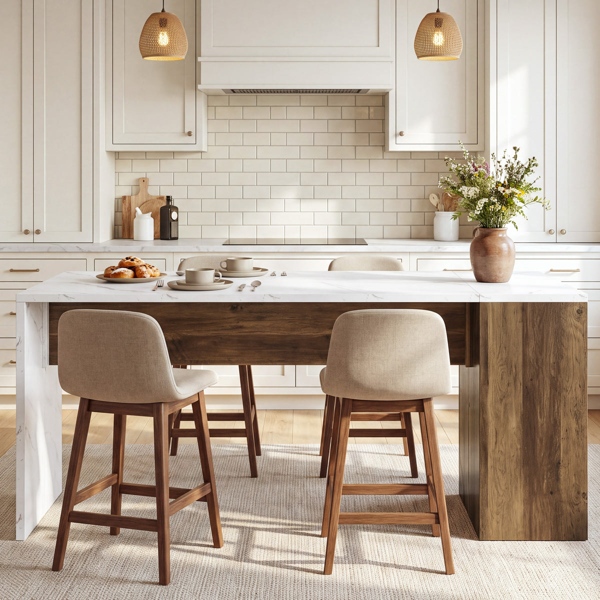 71" Kitchen Island with Storage Shelves, Farmhouse Island Table for Kitchen