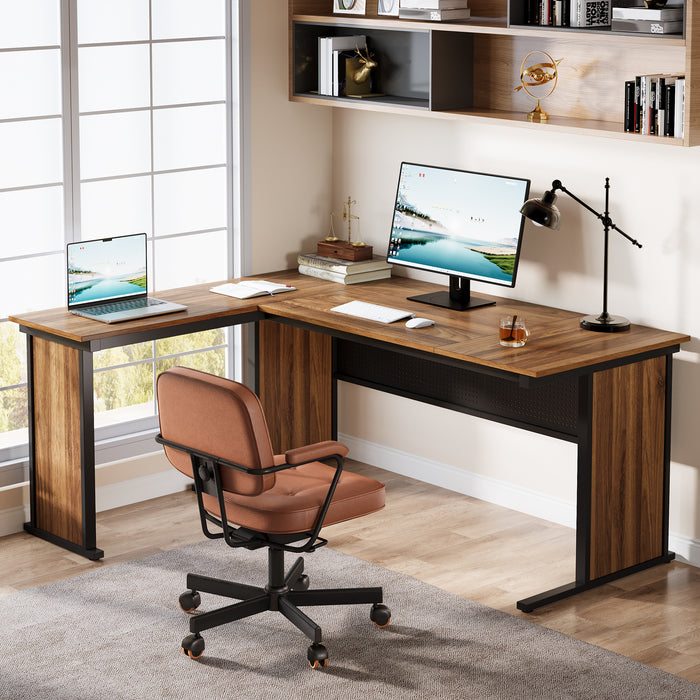 63" L-Shaped Executive Desk, Modern Computer Desk Workstation