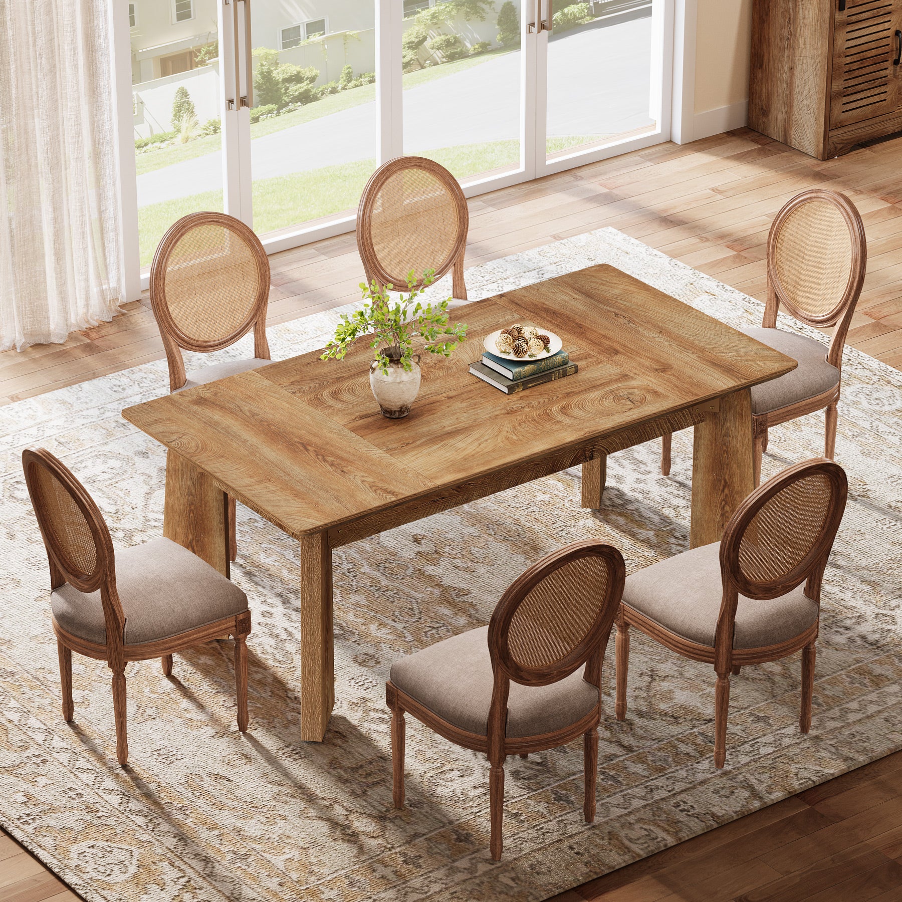 62" Dining Table, Rustic Kitchen Dinner Table for 4 - 6 Tribesigns