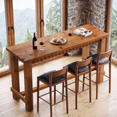 63" Solid Wood Bar Table, Rectangular Counter Height Pub Table with Footrest 3