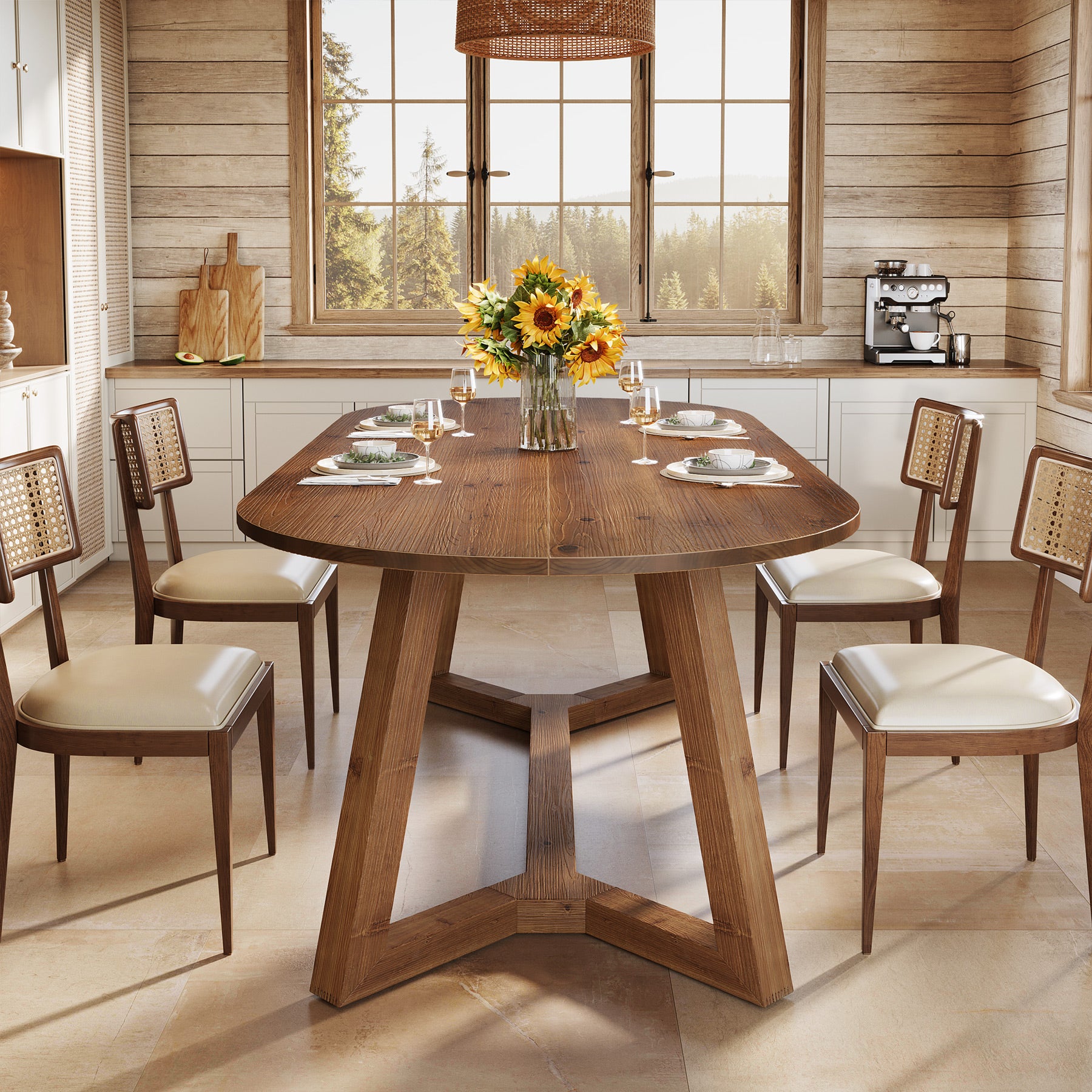 Solid Wood Oval Dining Table, 63