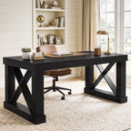 63" Executive Office Desk, Farmhouse Computer Desk with Heavy-Duty Frame for Home Office