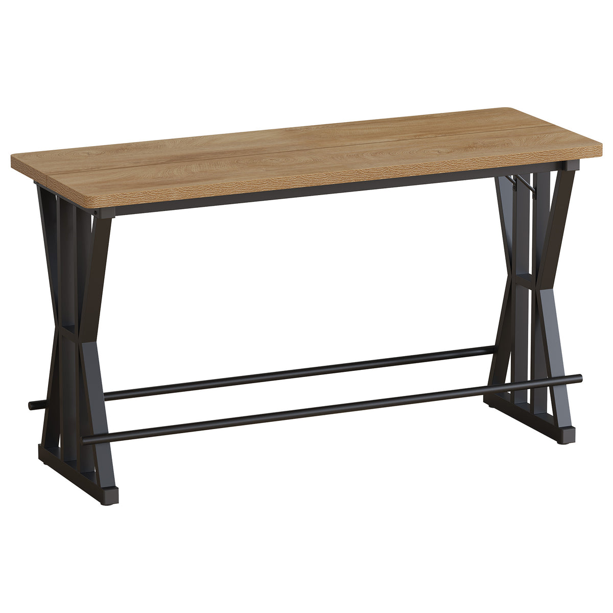 63" Bar Table with X-Frame Metal Legs, Industrial Counter-Height Pub Table for 4-6