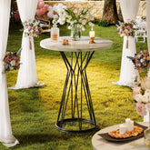 Tribesigns 35.4-Inch Round Bar Table, Faux Marble Bistro Table with Metal Base 3