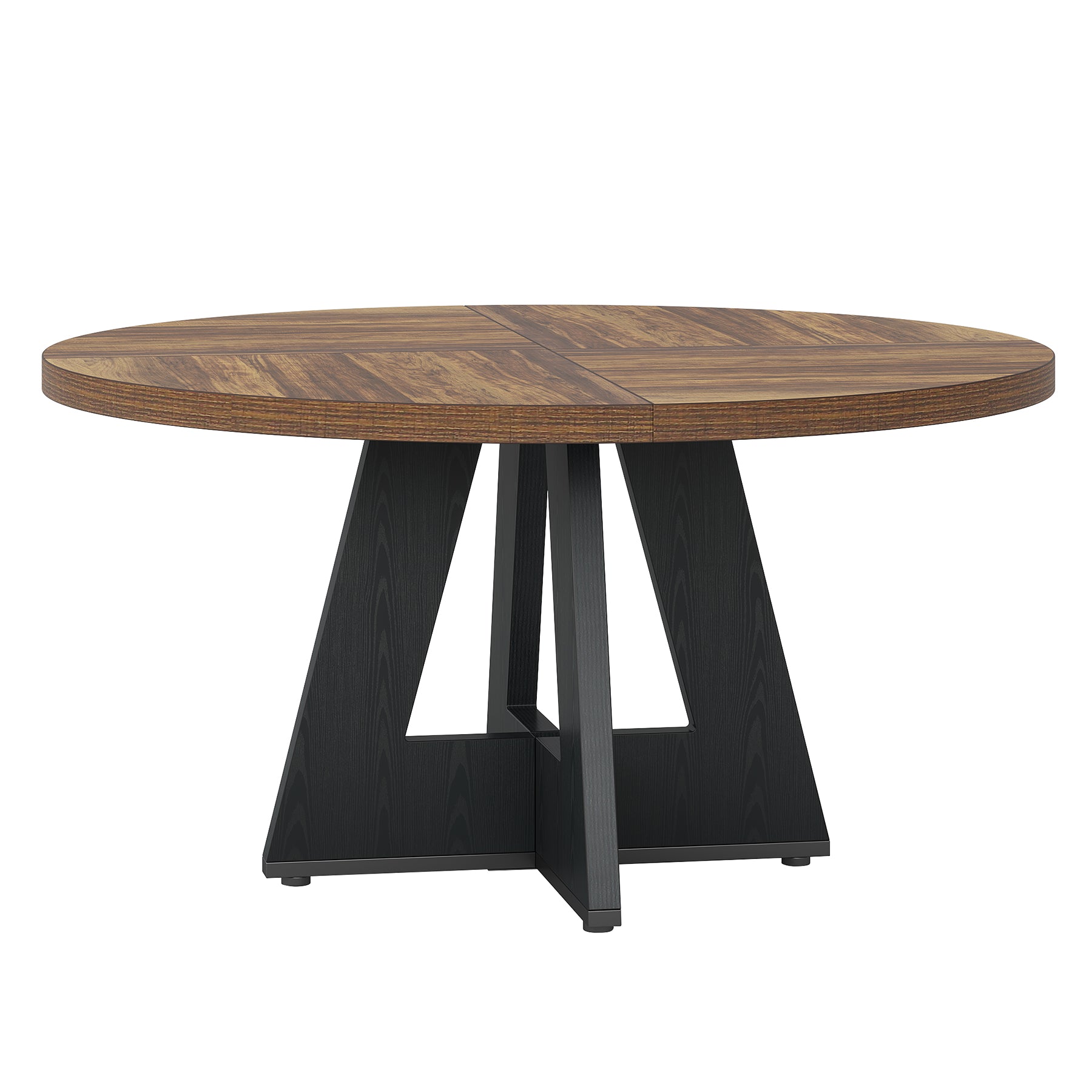 47-Inch Round Farmhouse Dining Table for 4–6 with Cross-Style Pedestal Base