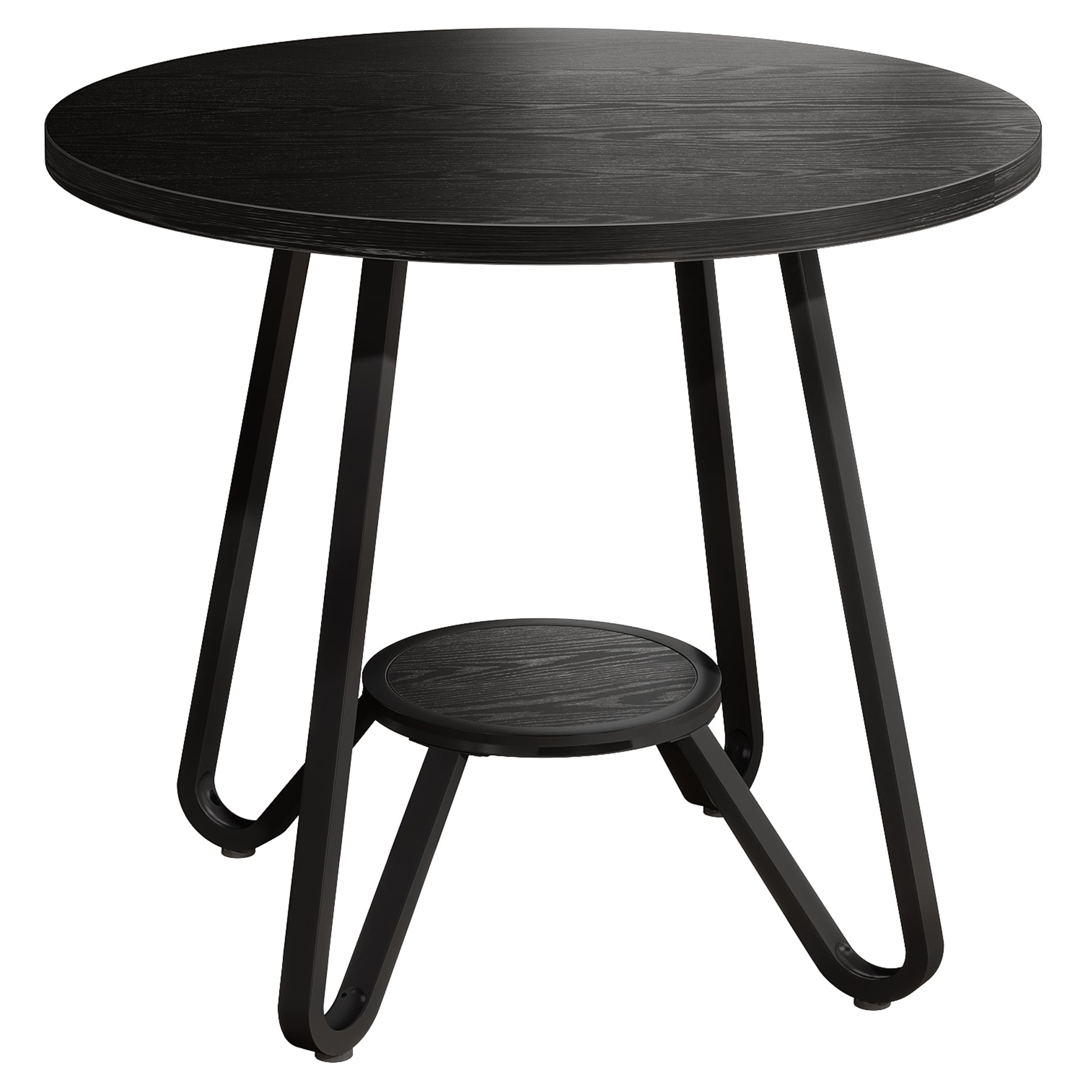 31.5" Round Dining Table, Small Kitchen Table with Open Shelves for 2