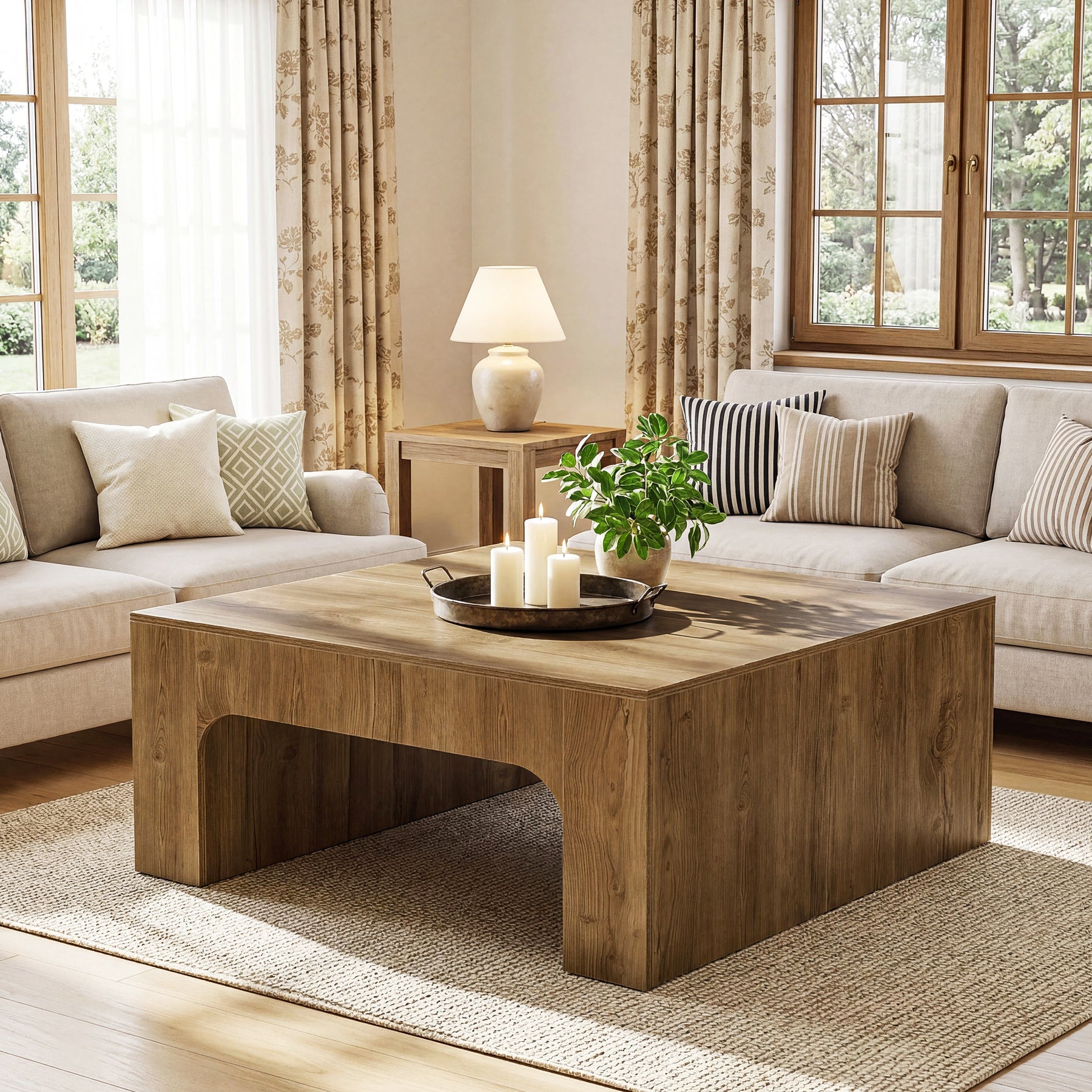 Tribesigns 39" Square Coffee Table, Wooden Farmhouse Center Table for Living Room