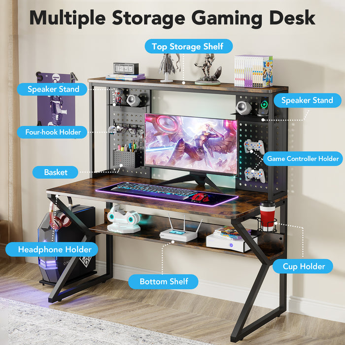 Tribesigns Gaming Desk, 47’’ Computer Desk with Shelves & K-Shaped Leg Tribesigns