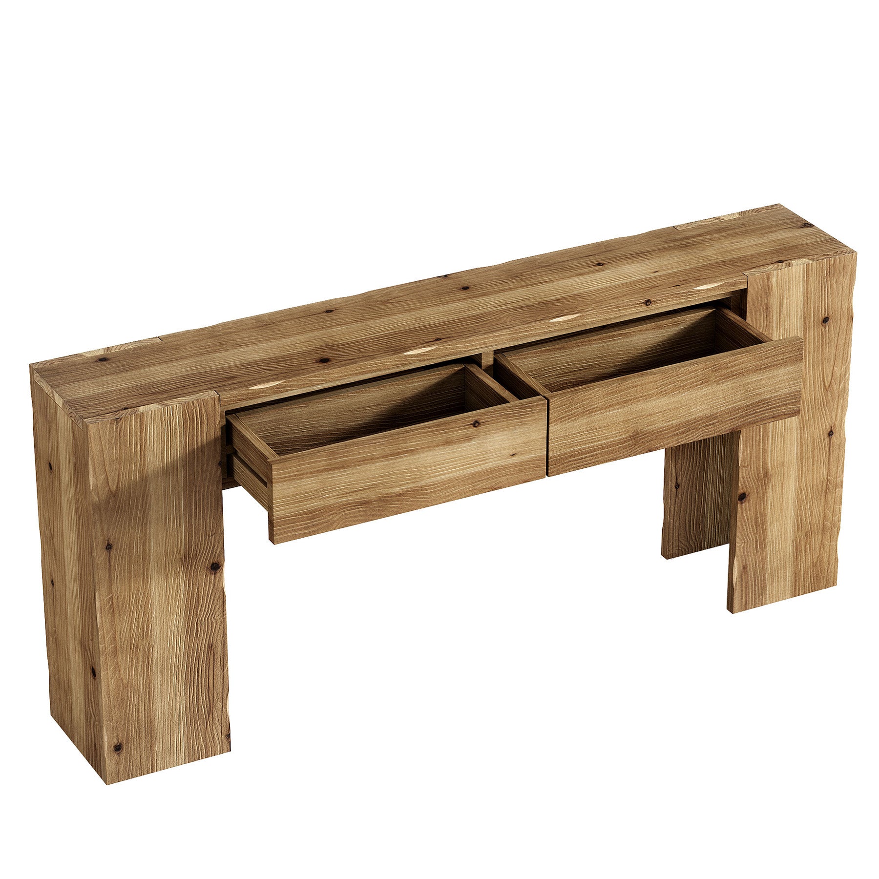 63" Solid Wood Console Table with Drawers, Narrow Entryway Sofa Table for Hallway & Living Room