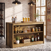 59" Bar Table, Rectangle Counter Height Pub Table Home Bar Unit with Storage Shelves 3