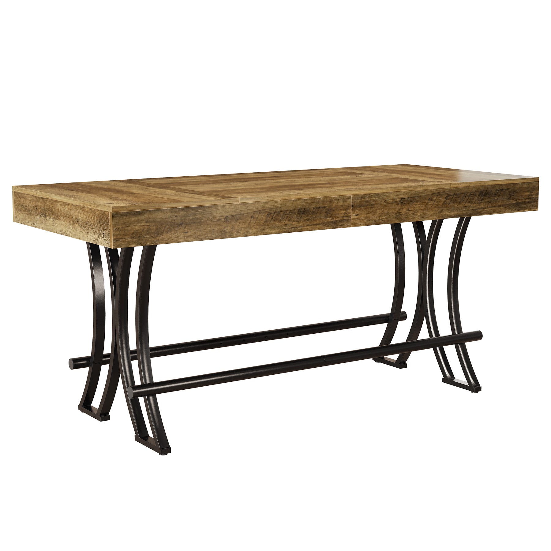 63" Bar Pub Table, Counter Height Kitchen Dining Table with Metal Footrest