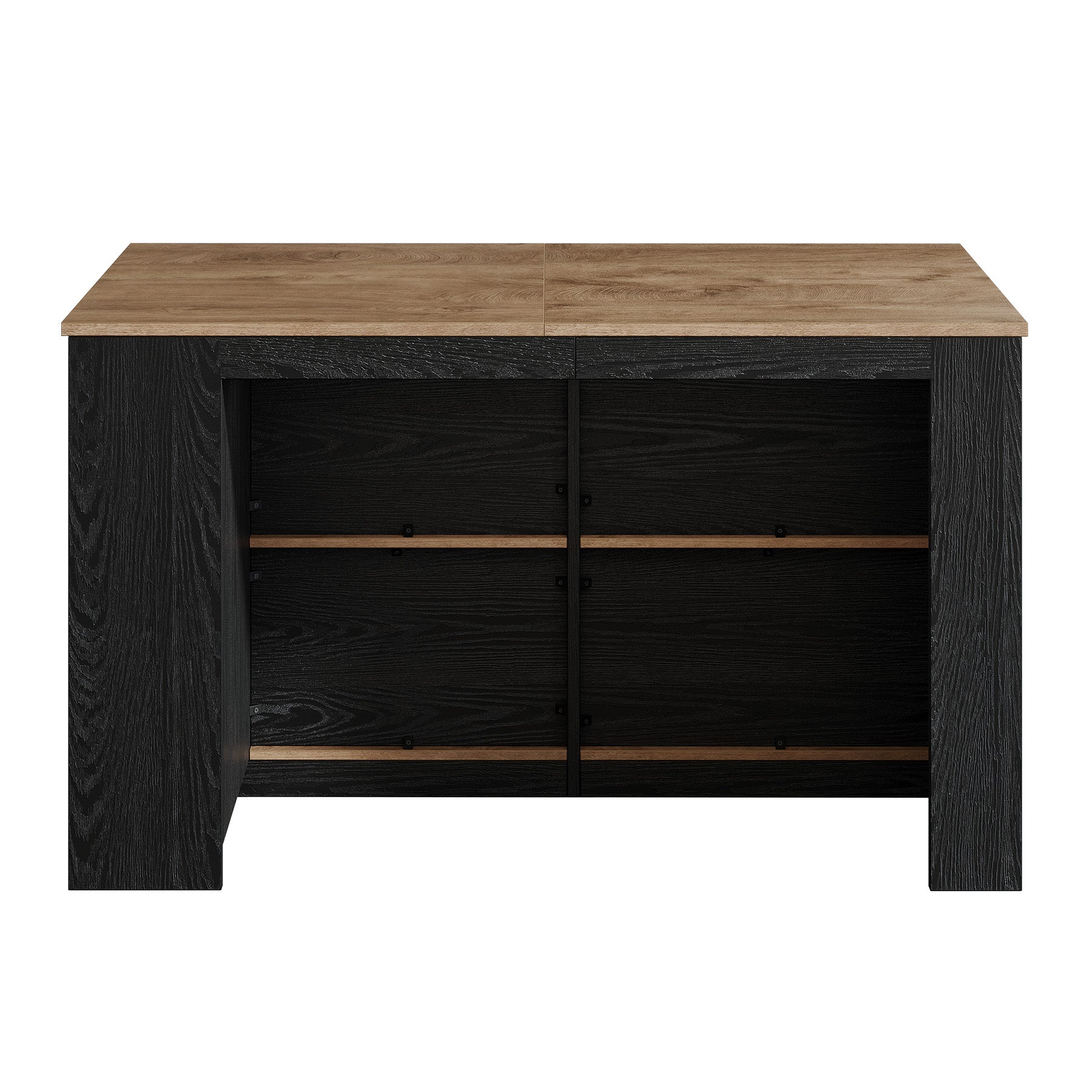 55" Two-Tone Kitchen Island with Storage Shelves, Large Worktop Dining Table