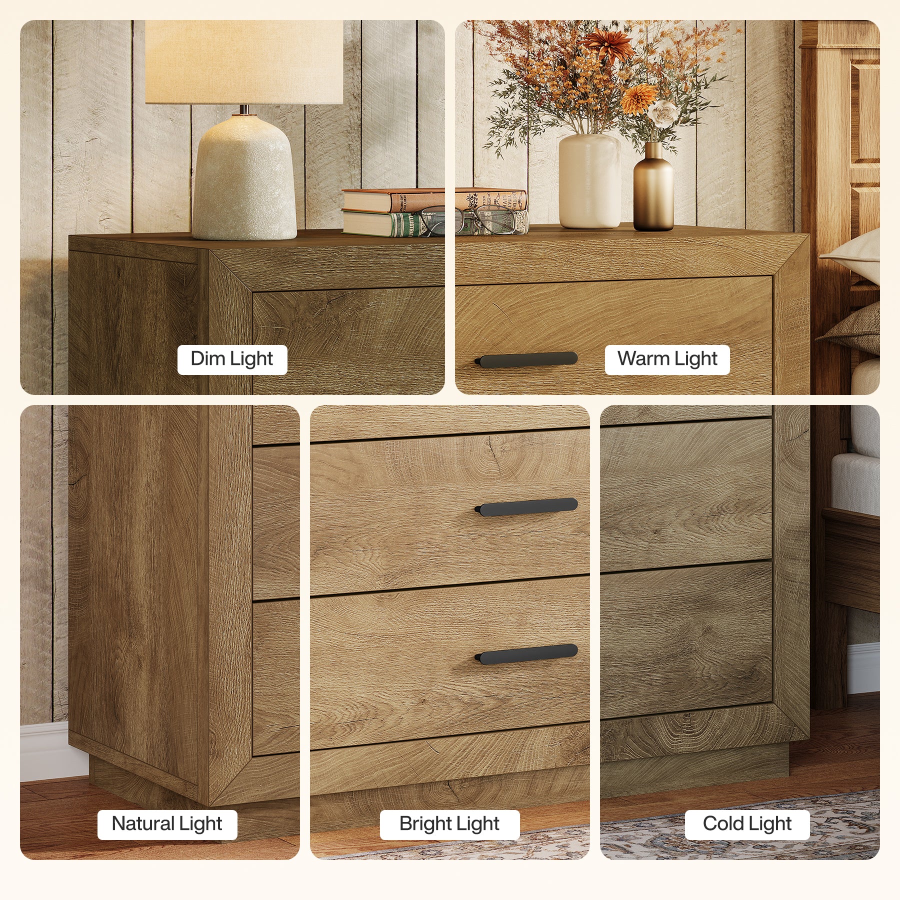 31.5" Large Nightstand, Oversized Bedside Table with 3 Drawers for Bedroom
