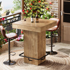 31.5" Bar Table, Square Dining Table Counter Height Table with Metal Footrest
