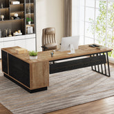 71" Executive Desk, Modern L-Shaped Computer Desk with Cabinet 3