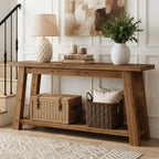 70.9" Solid Wood Console Table, Farmhouse Entryway Table for Living Room