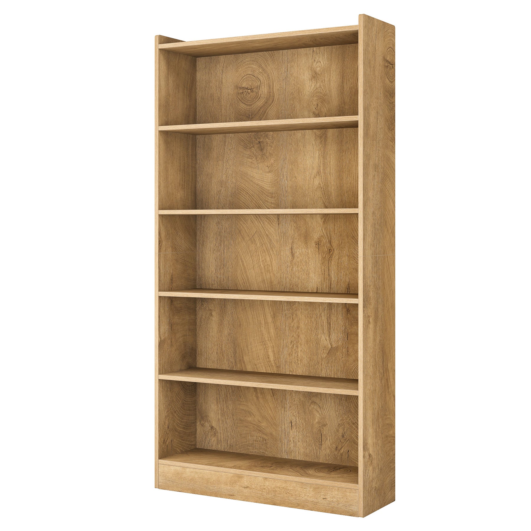 72" Tall Wood Bookcase, 5-Tier Bookshelf Open Shelves