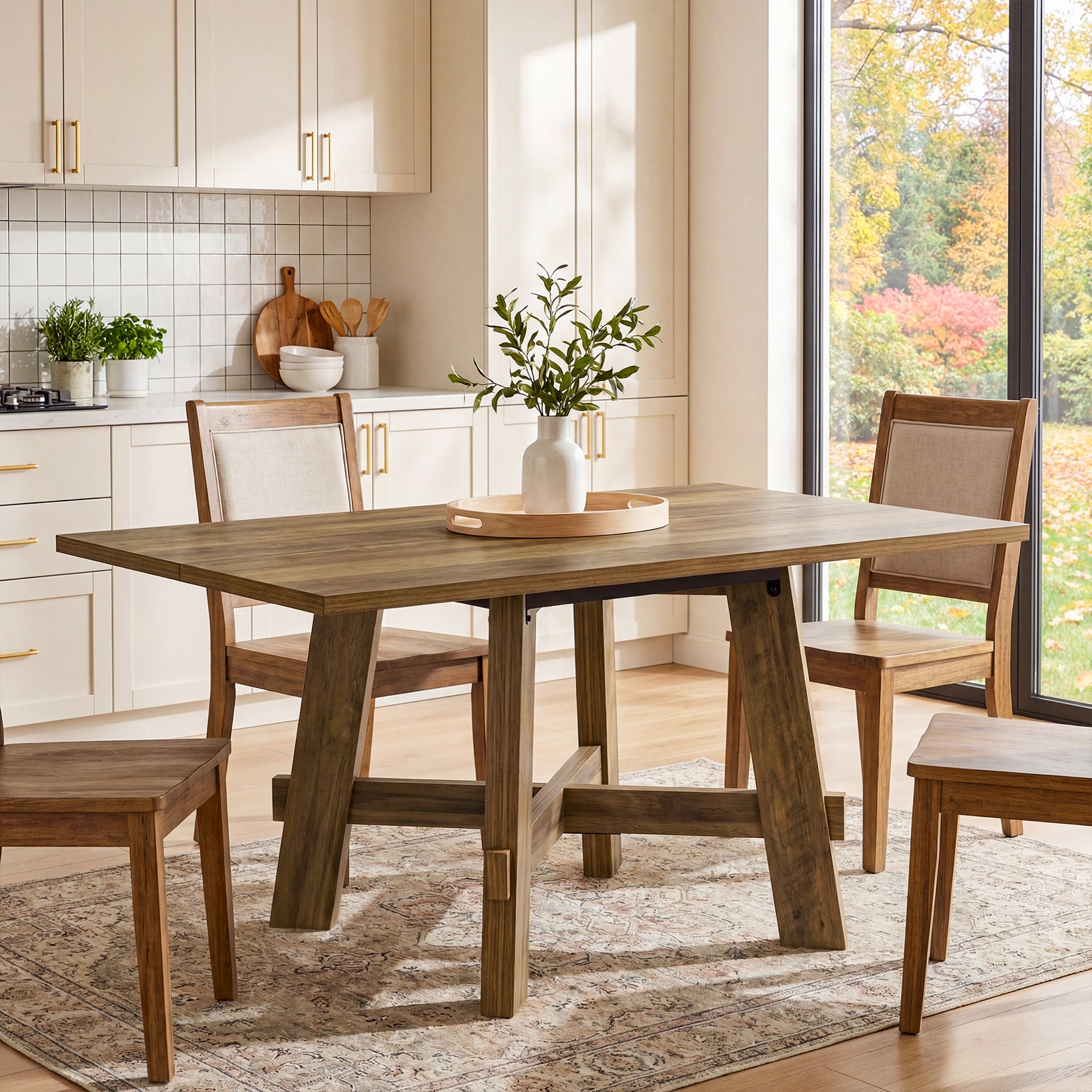 Tribesigns 47-Inch Dining Table, Cross Brace Kitchen Table for 4