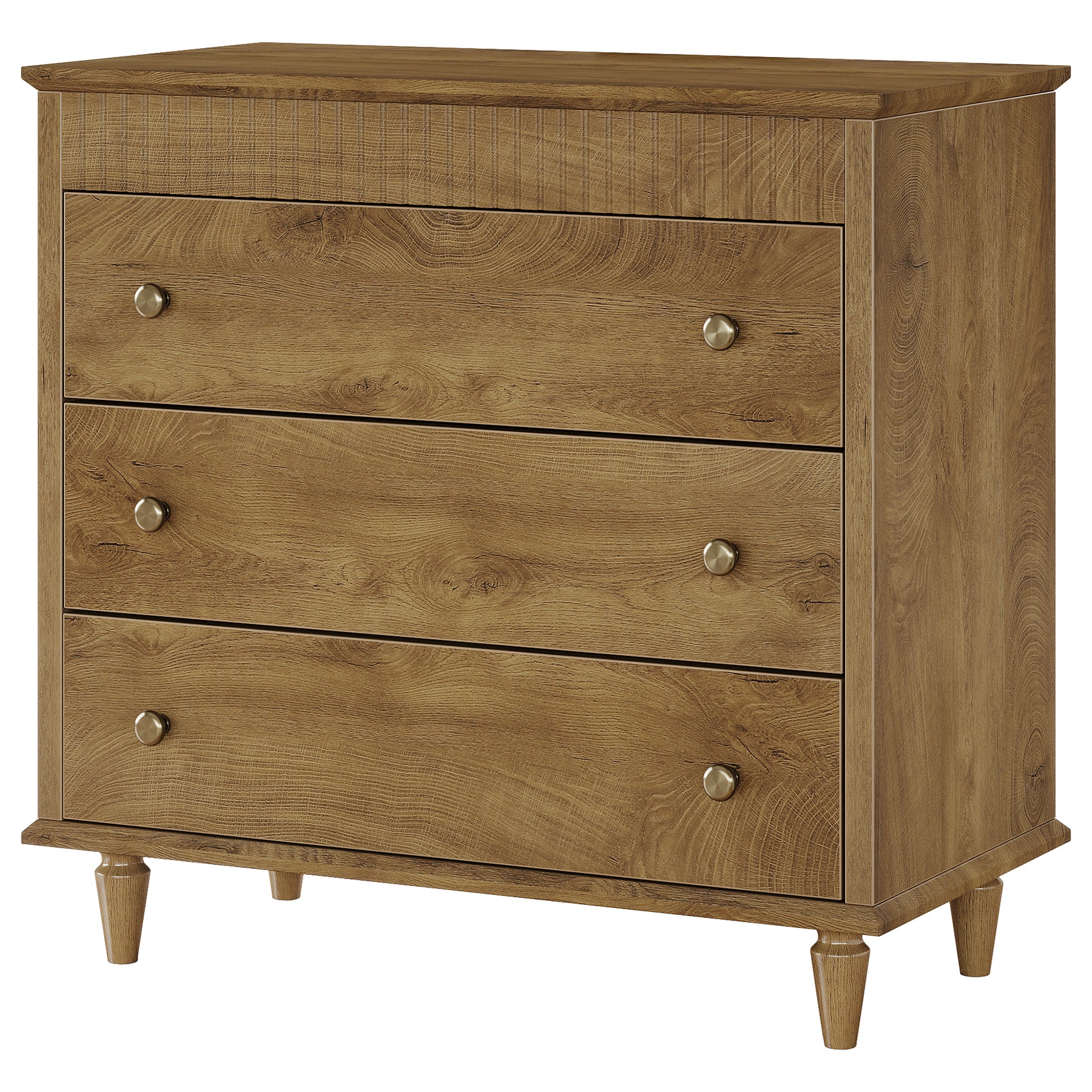 Nightstand with 3 Drawers, 31.5" Oversized Bedside Table with Mental Handles