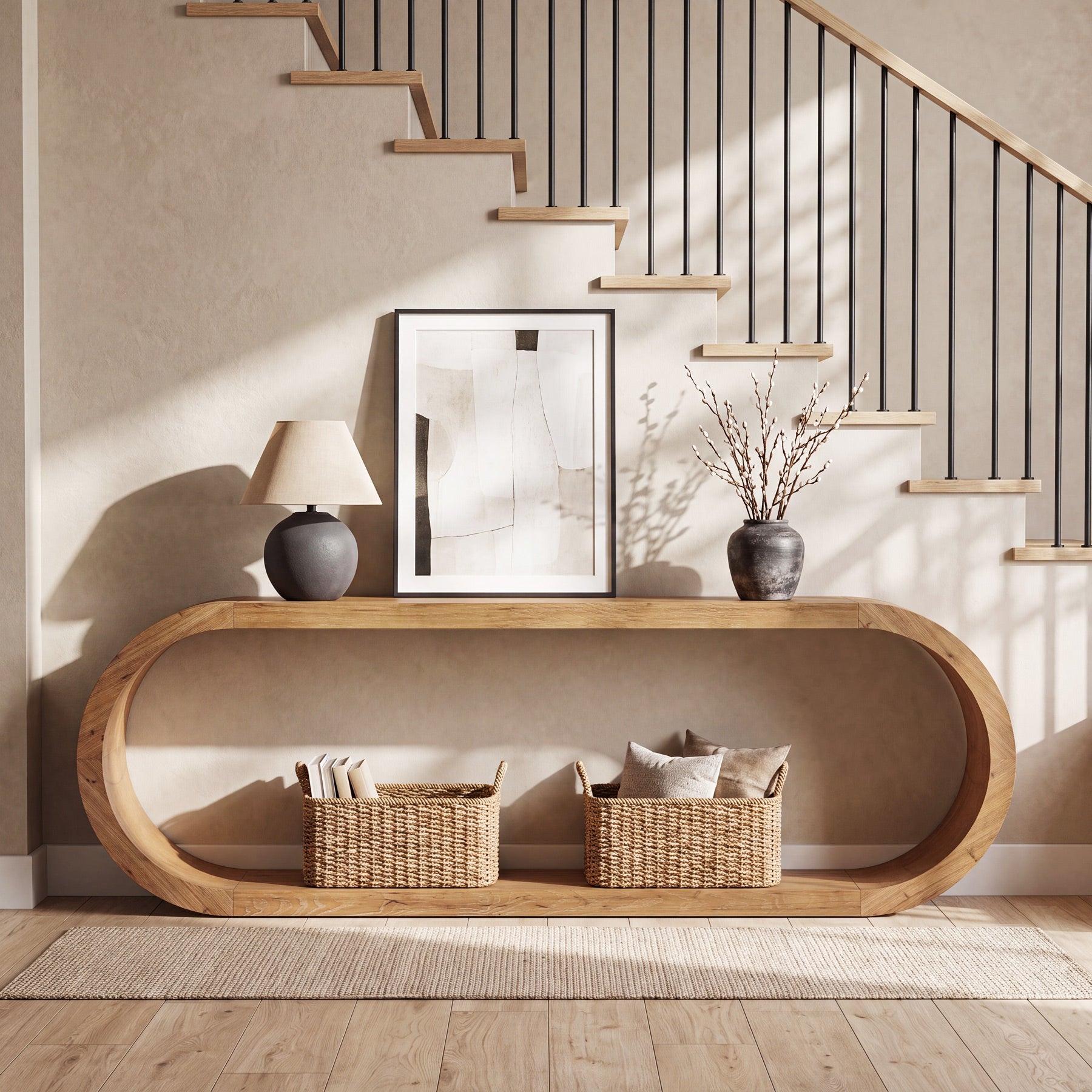 70.8" Entryway Bench, 2-Tier Solid Wood Shoe Bench for Hallway & Bedroom