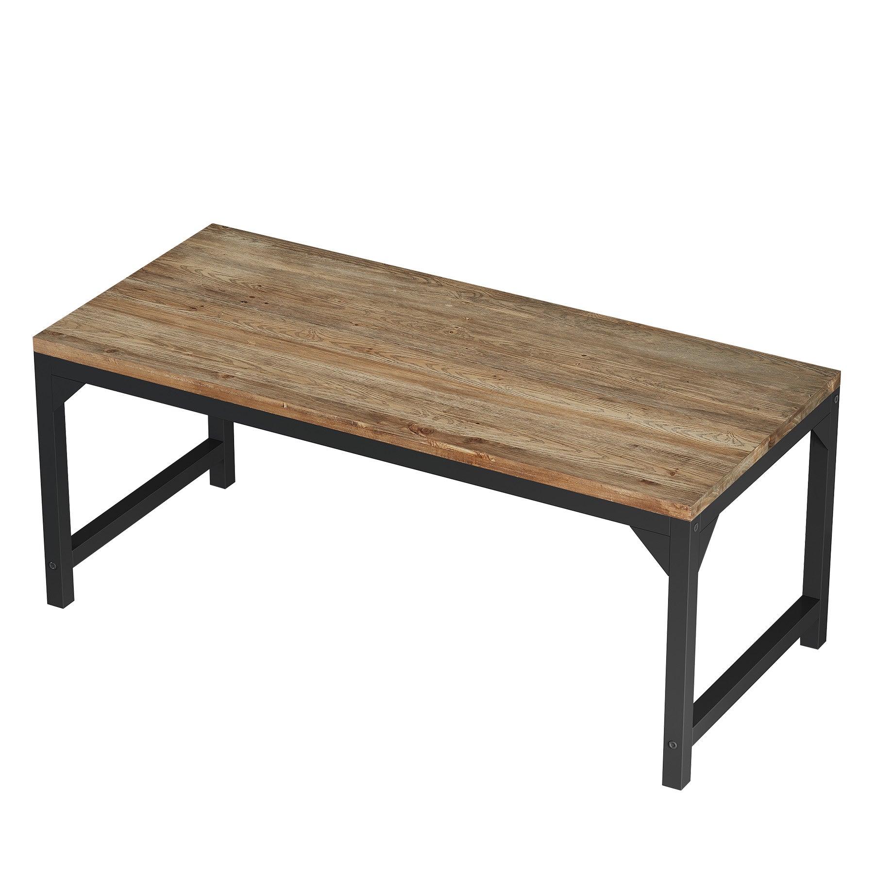 63" Solid Wood Office Desk, Heavy-Duty Computer Desk with Metal Frame