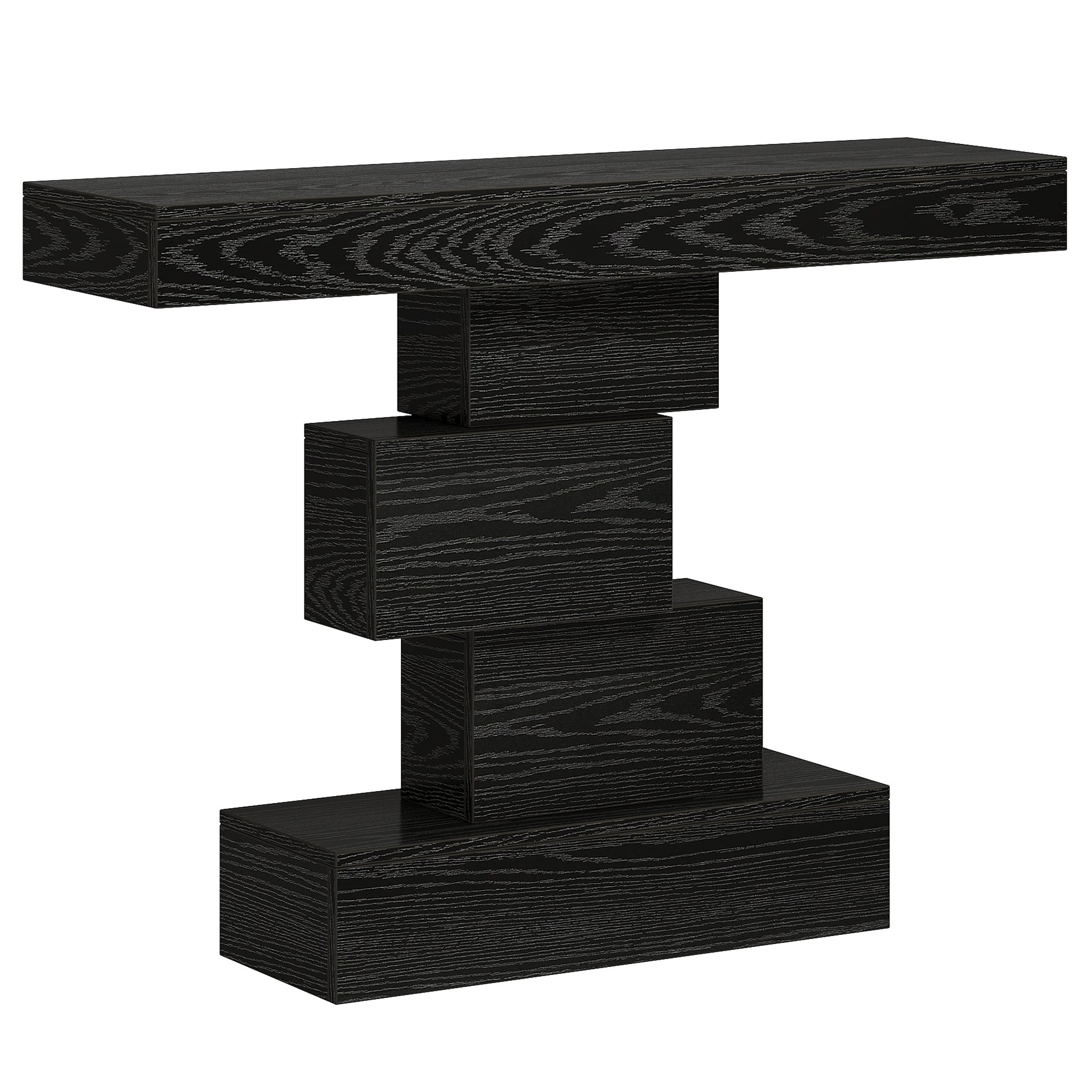 42" Console Table, Wood Sofa Table Accent Table with Geometric Base