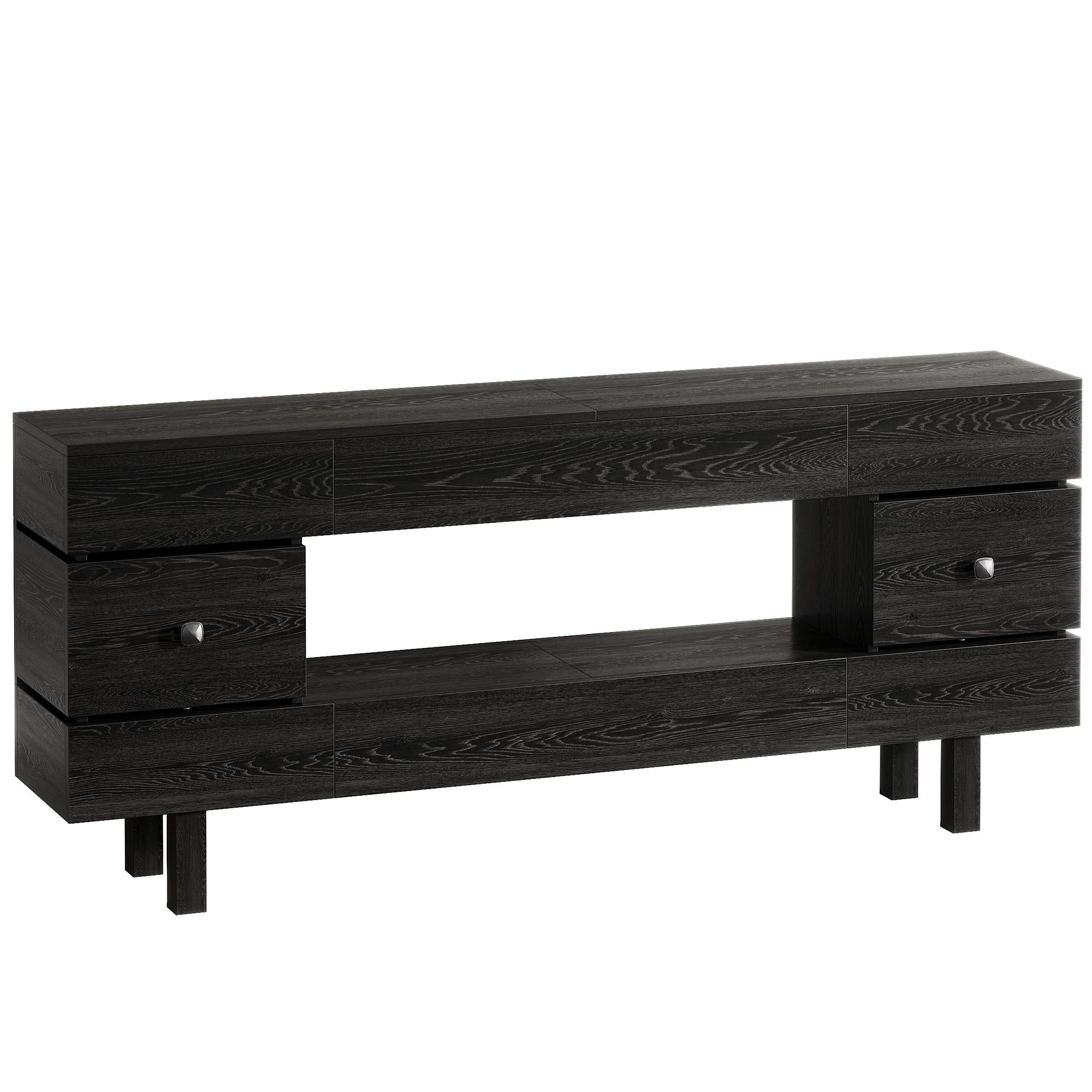 70.8" Console Table, Farmhouse 2-Tier Entryway Table with Display Shelf