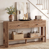 59" Narrow Console Table with 2 Drawers, Entryway Sofa Table with Storage Shelf for Hallway & Living Room 3