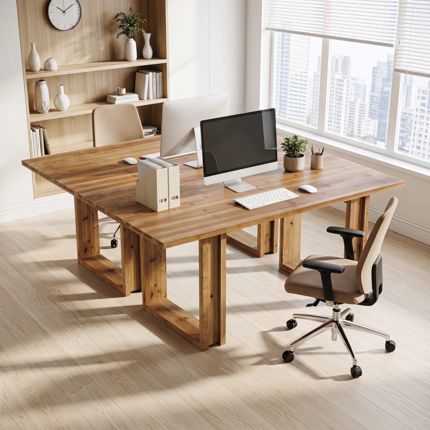 Tribesigns 63-Inch Executive Desk, Large Solid Wood Desk for Home Office