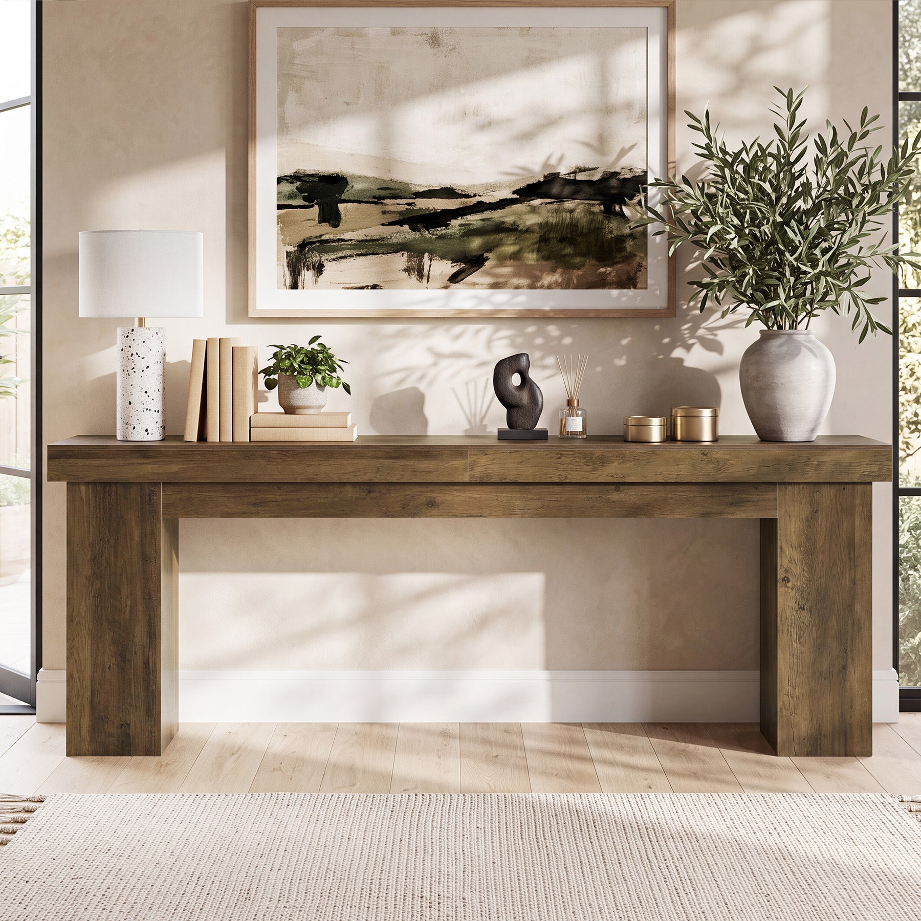 86.6" Console Table, Extra-Long Sofa Entryway Table for Living Room, Foyer