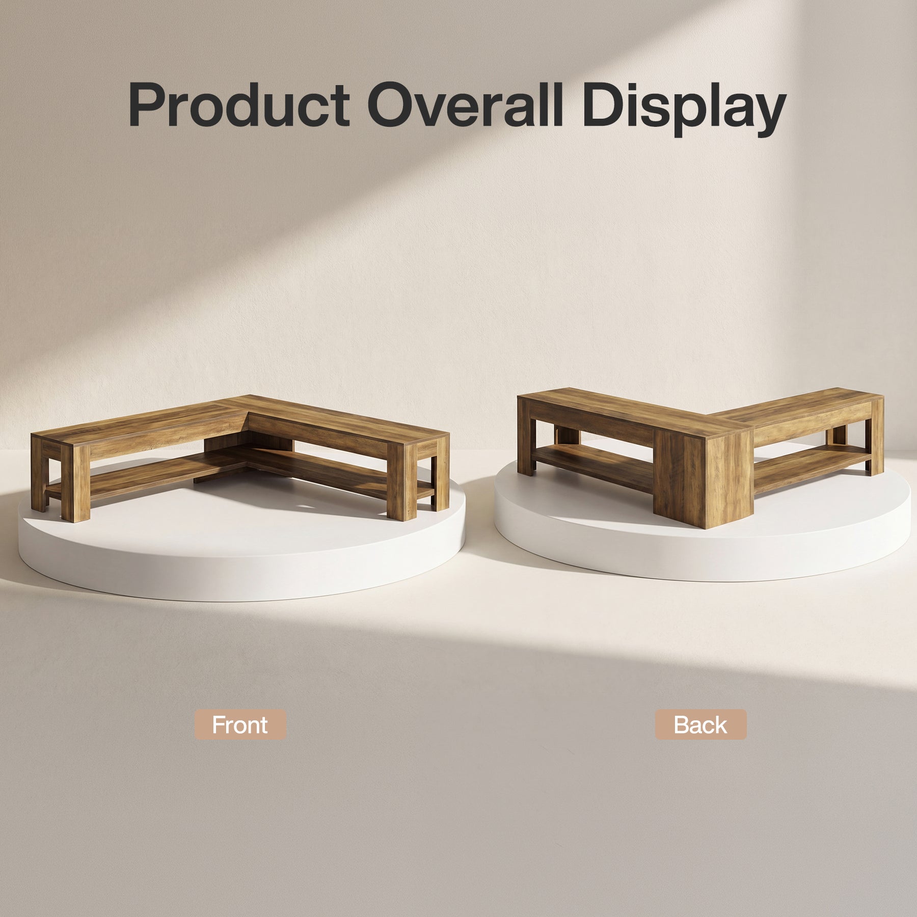 L-Shaped Bench, Corner Dining Nook Bench with Storage Shelf for Kitchen, Living Room