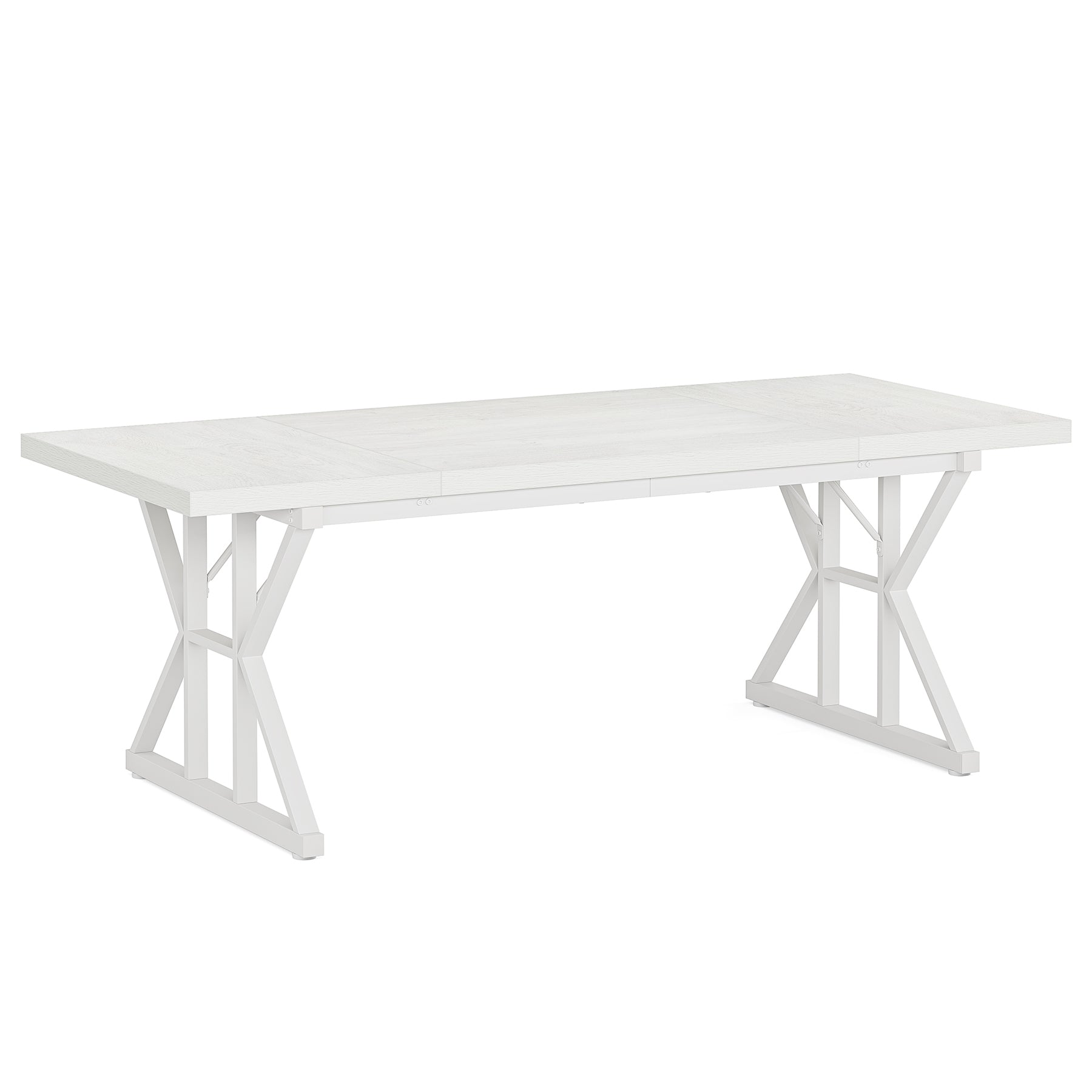 70.8" Farmhouse Dining Table for 6, Rectangular Wood Kitchen Table with Metal Legs