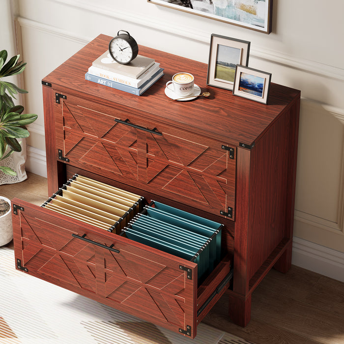 Retro File Cabinet, Storage Cabinet with 2 Storage Drawers