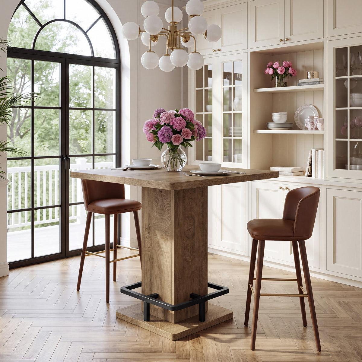 32" Square Counter Height Dining Table, Small Space Kitchen Table