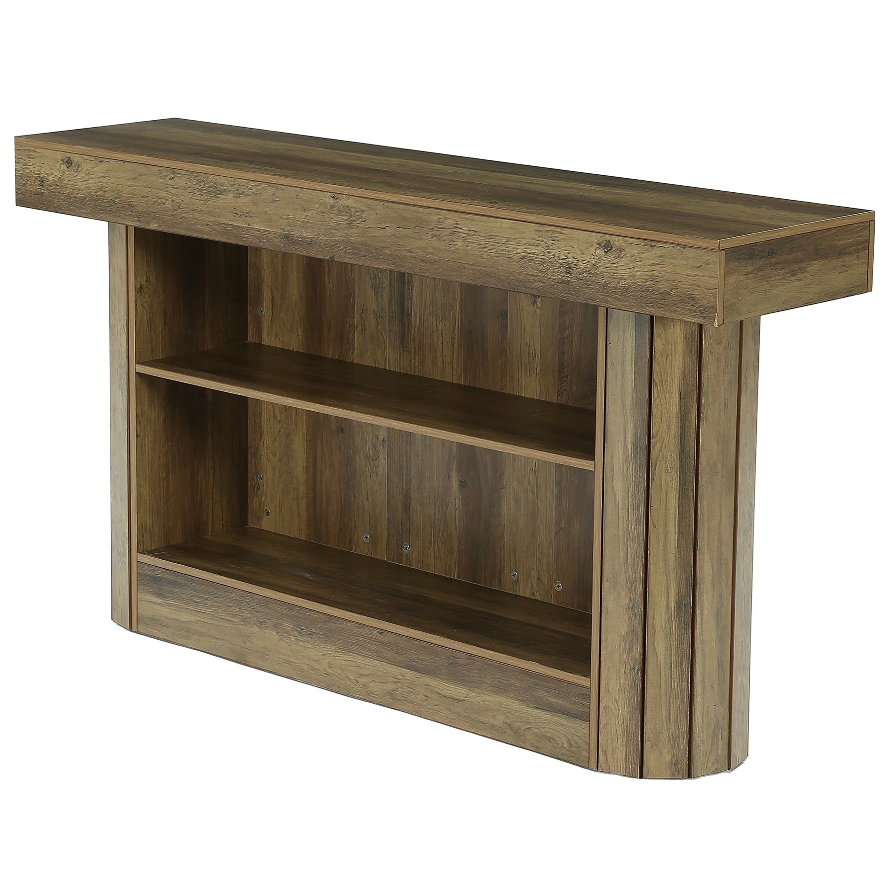 63" Industrial Bar Table with Storage Shelves & Footrest, Wooden Pub Table for Home Bar