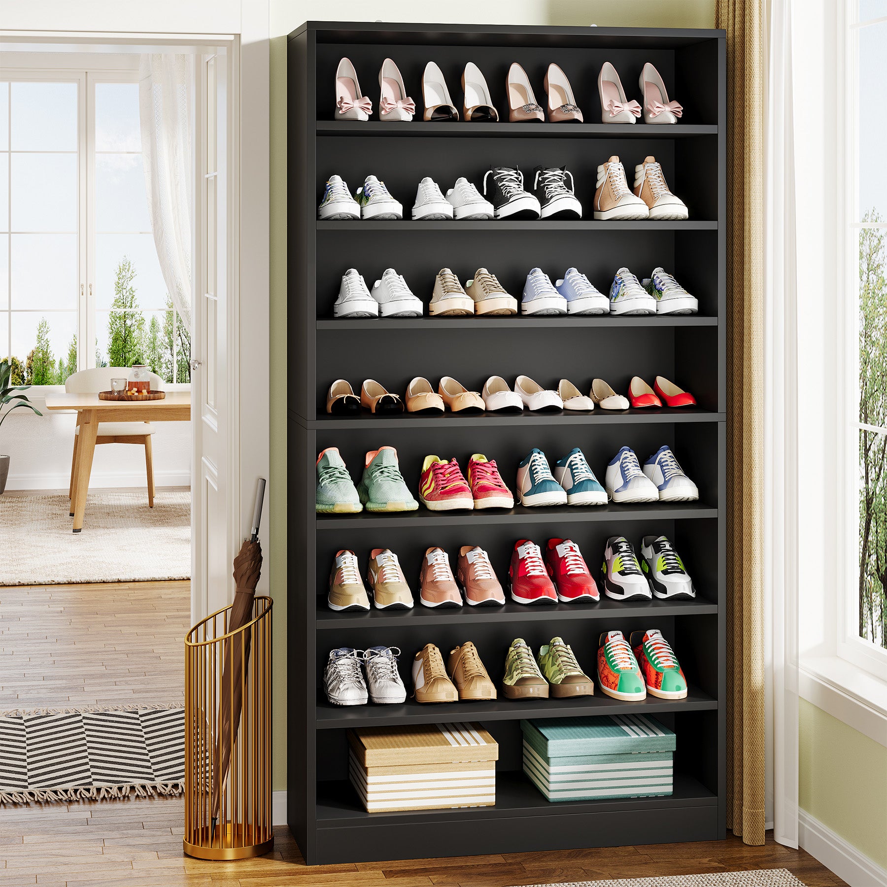 9-Tier Shoe Cabinet, 40-45 Pairs Shoe Storage Organizer with Open Shelves