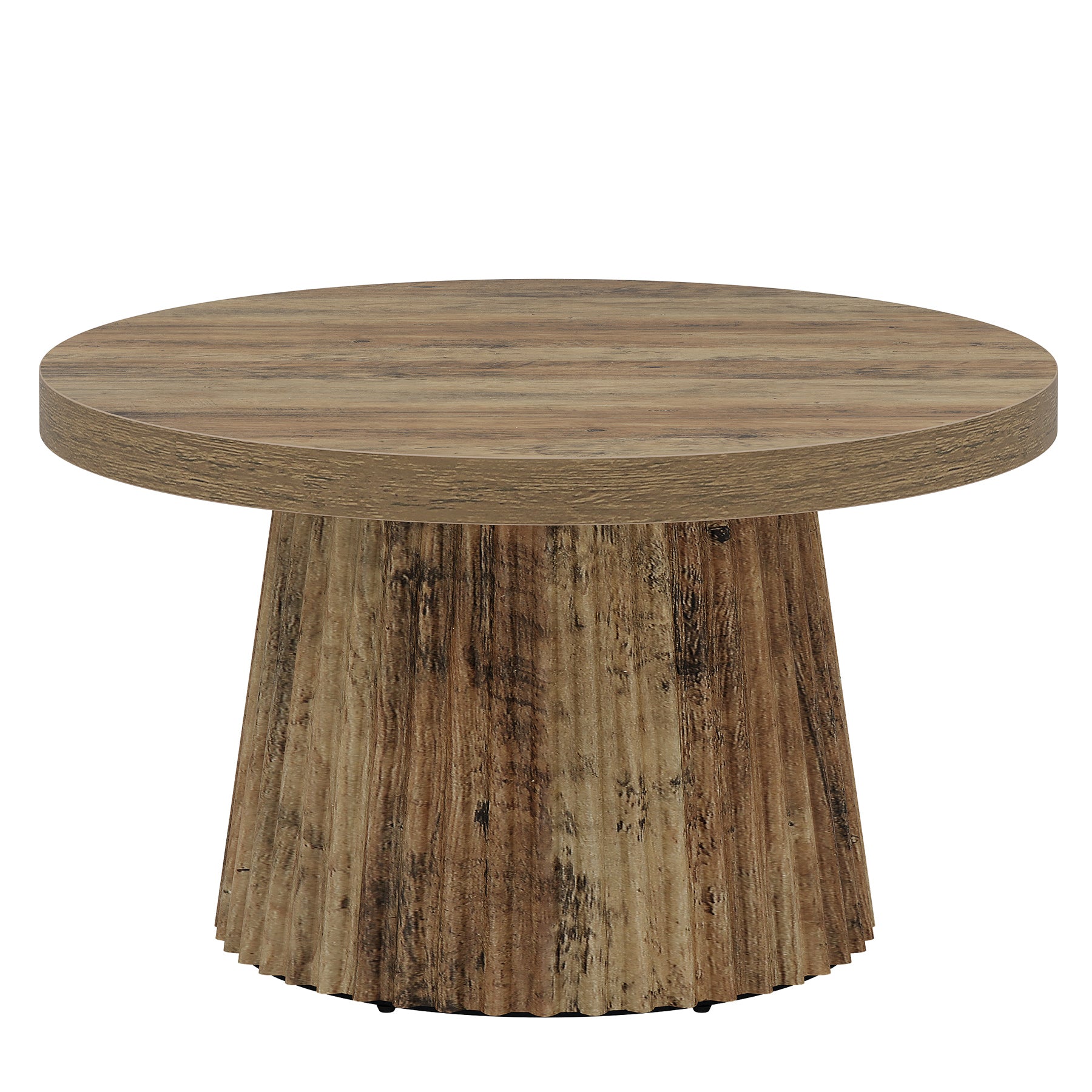 Round Coffee Table, 31.5" Circle Center Table with Fluted Drum Base