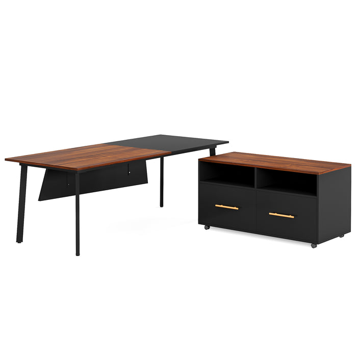 Tribesigns L-Shaped Desk, 70" Executive Desk with 43" File Cabinet Tribesigns