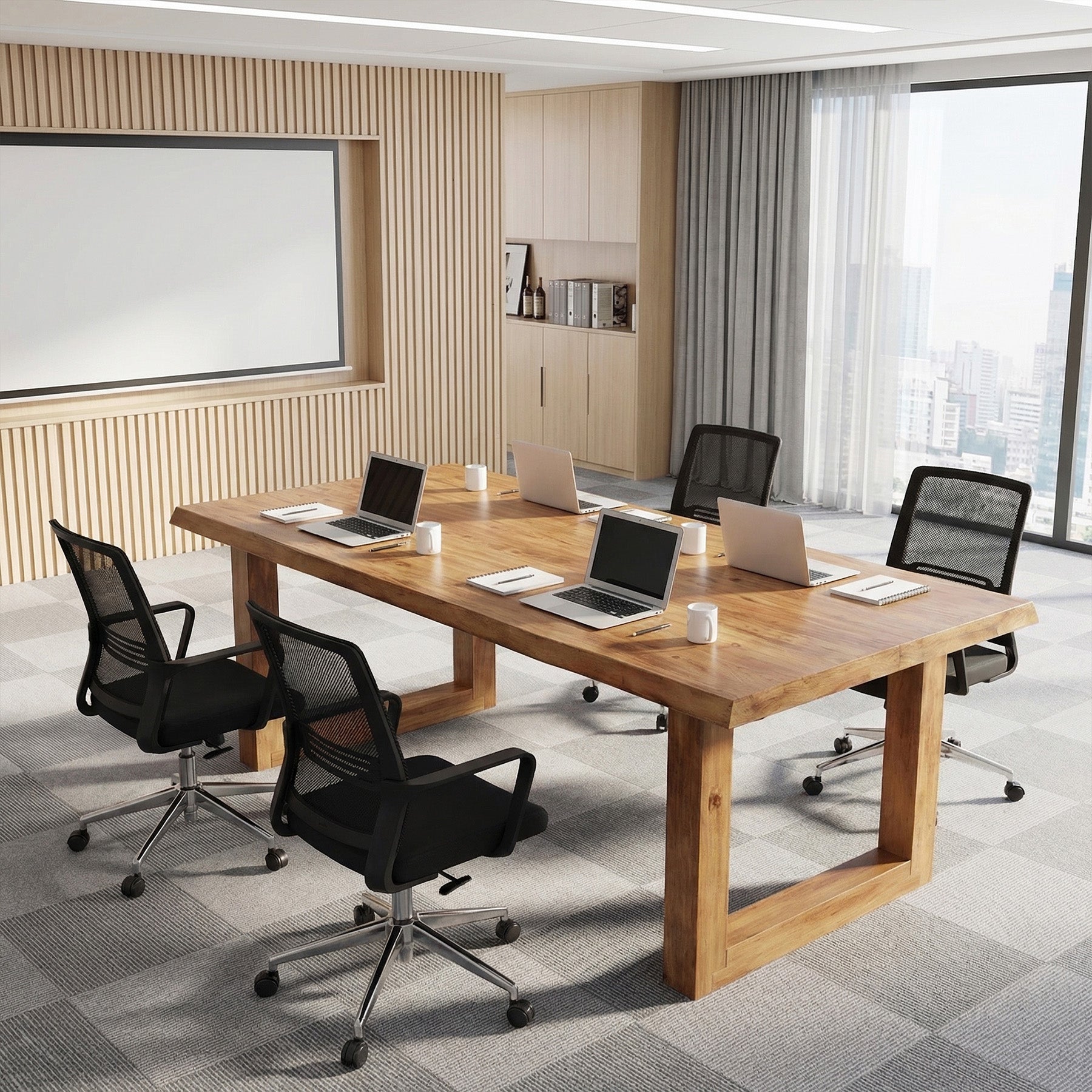 63" Solid Wood Computer Desk, Rectangular Executive Desk Home Office Desk