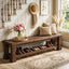 59" Solid Wood Entryway Bench with Shoe Storage, Farmhouse End of Bed Bench