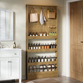 70" Tall Behind-the-Door Bookshelf with Pegboard & Hooks, Slim Wall-Mounted Storage 3